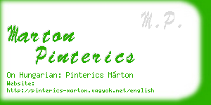 marton pinterics business card